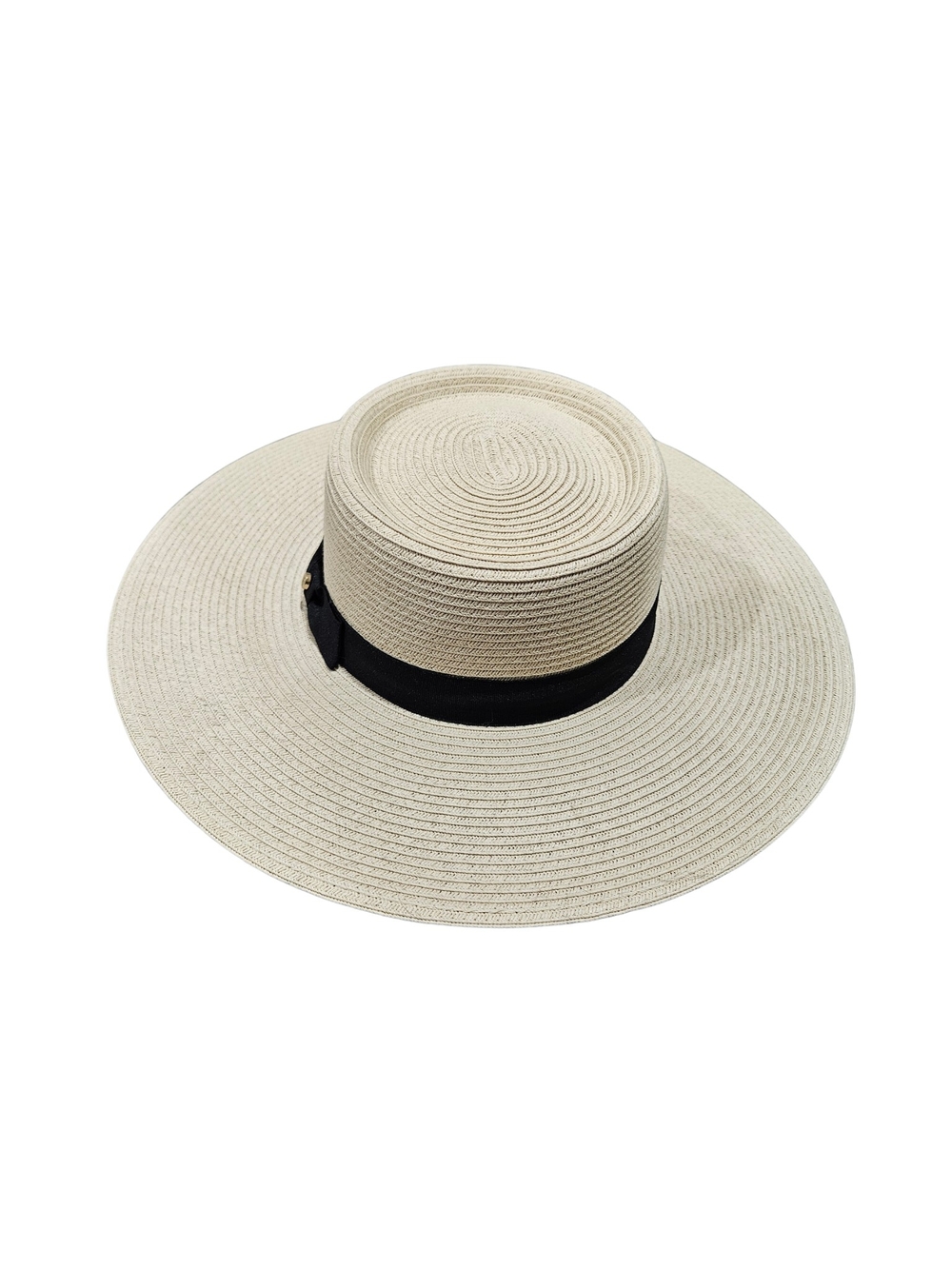 Liz Claiborne Cream Straw Sun Hat with Black Band